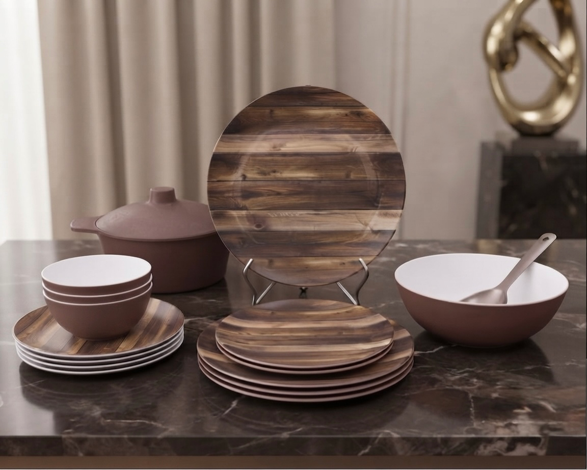طقم ميلامين مدور كود 1380 - Premium Melamine Set