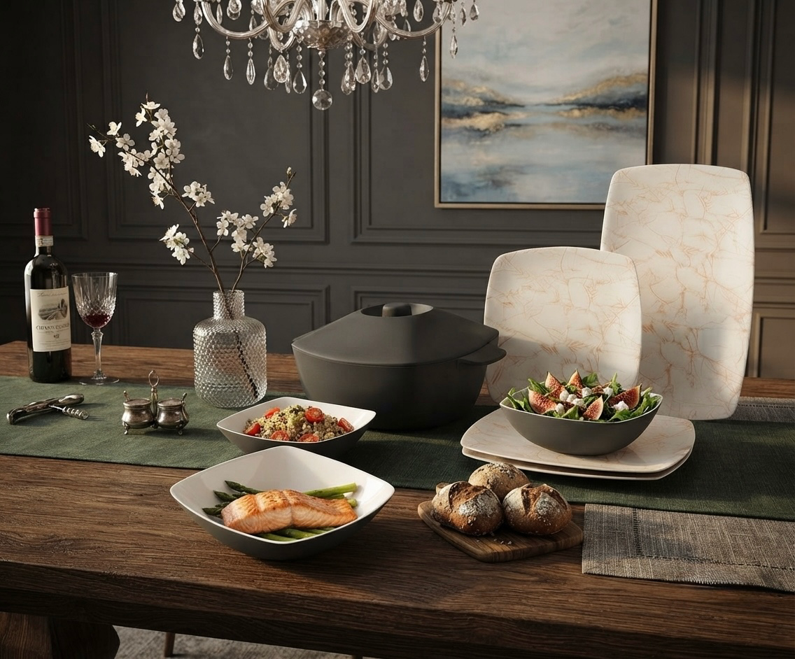 طقم ميلامين مربع كود 7003 - Premium Melamine Set