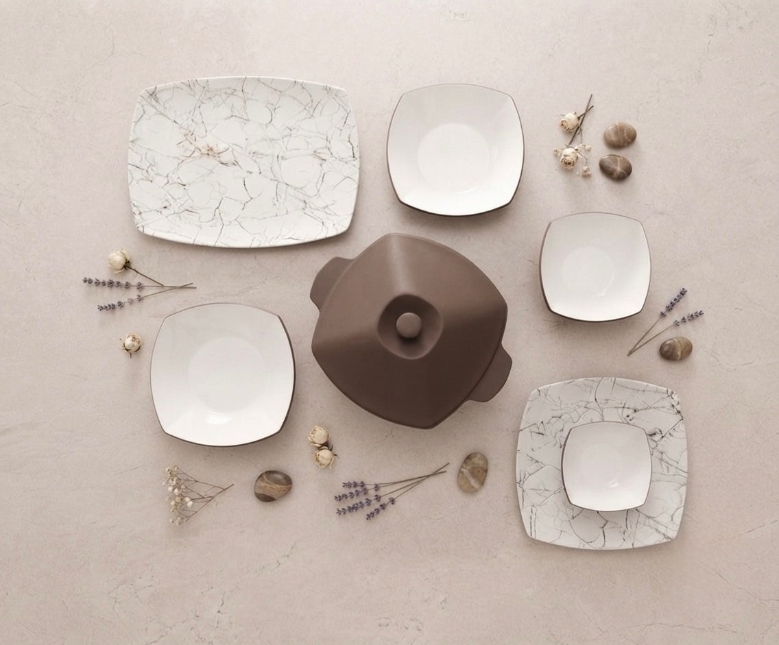 طقم ميلامين مربع كود 7005 - Premium Melamine Set