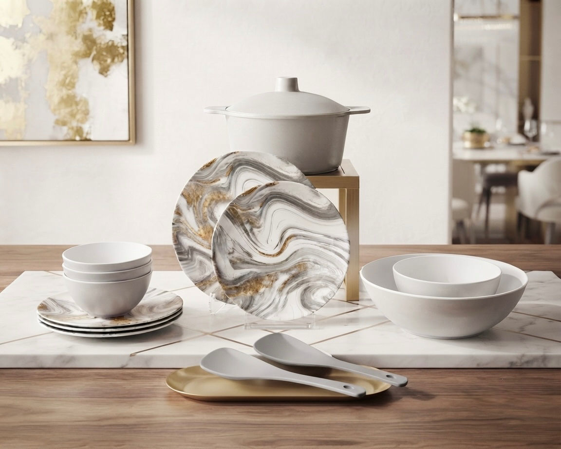 طقم ميلامين مدور كود 1350 - Premium Melamine Set