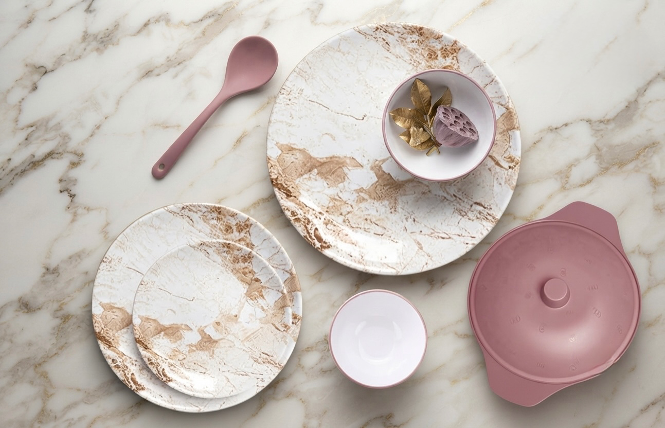 طقم ميلامين مدور كود 1480 - Premium Melamine Set