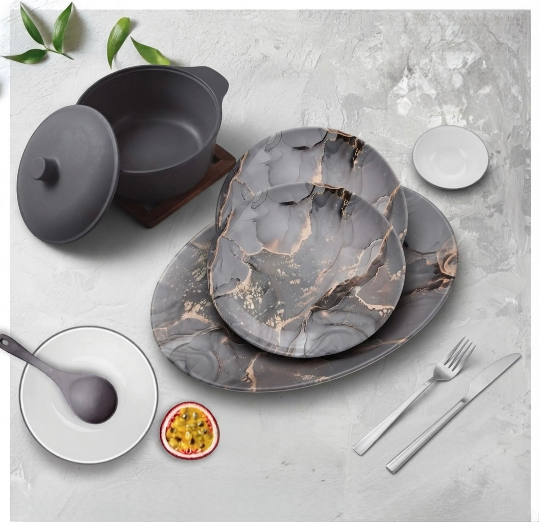 طقم ميلامين مدور كود 1200 - Premium Melamine Set