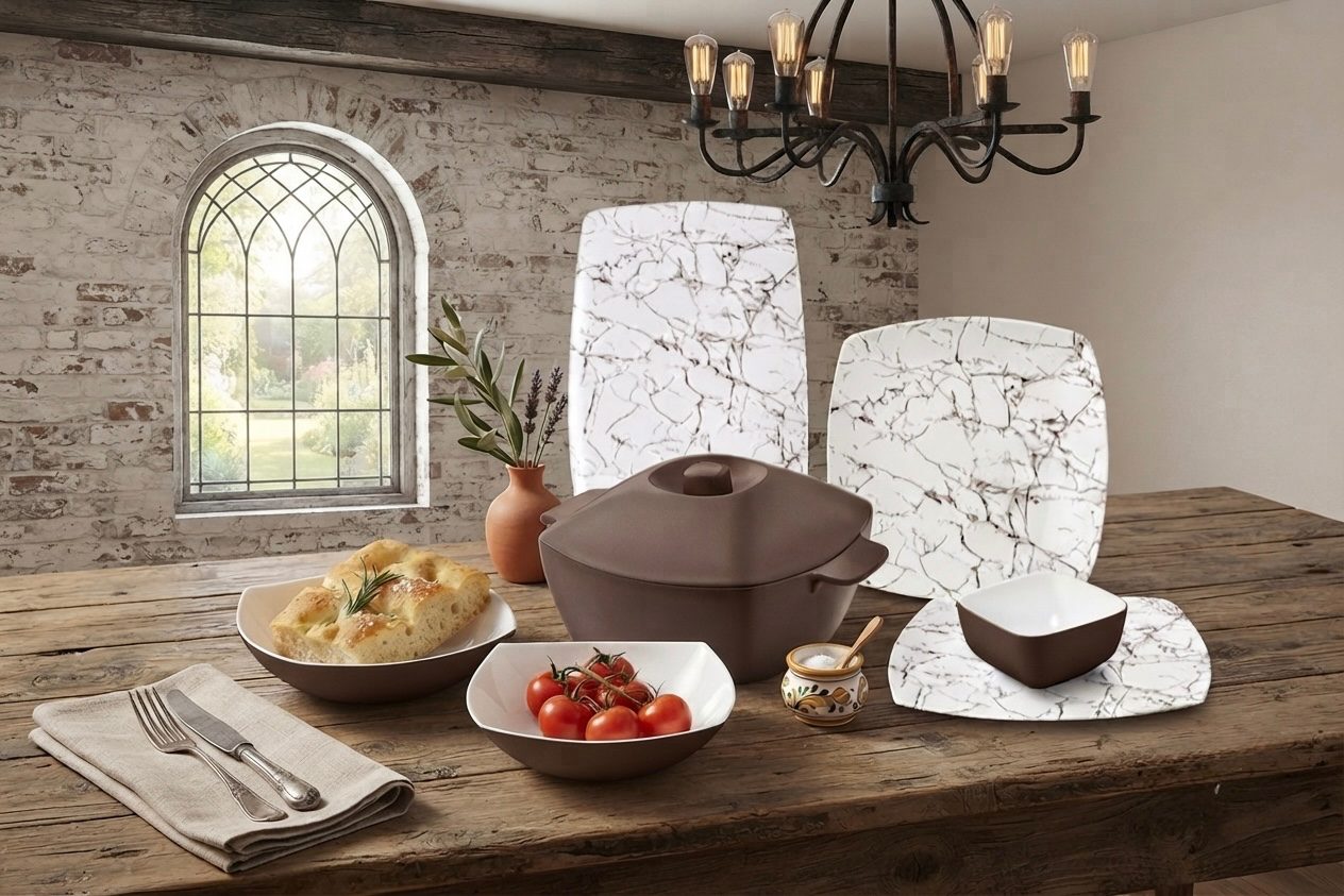 طقم ميلامين مربع كود 7005 - Premium Melamine Set