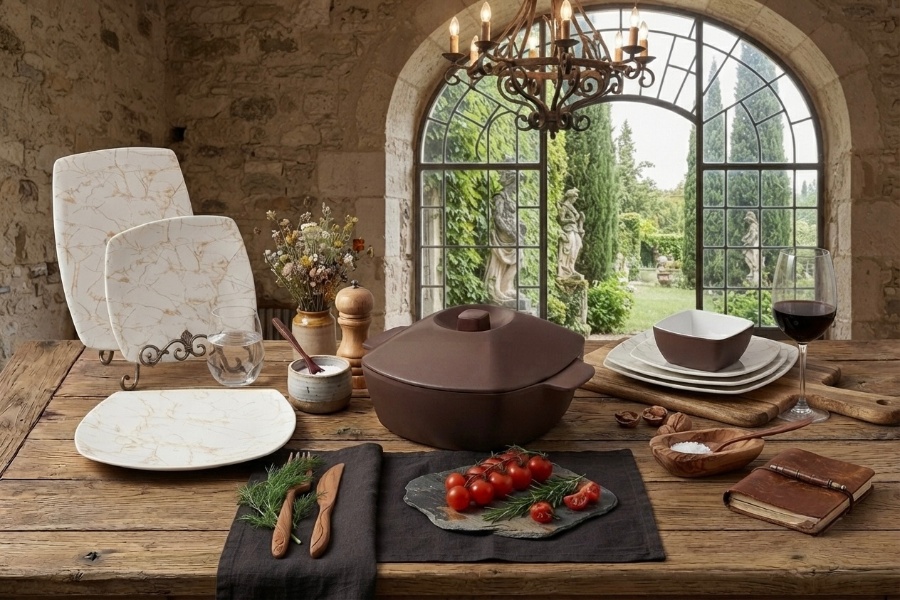 طقم ميلامين مربع كود 7004 - Premium Melamine Set